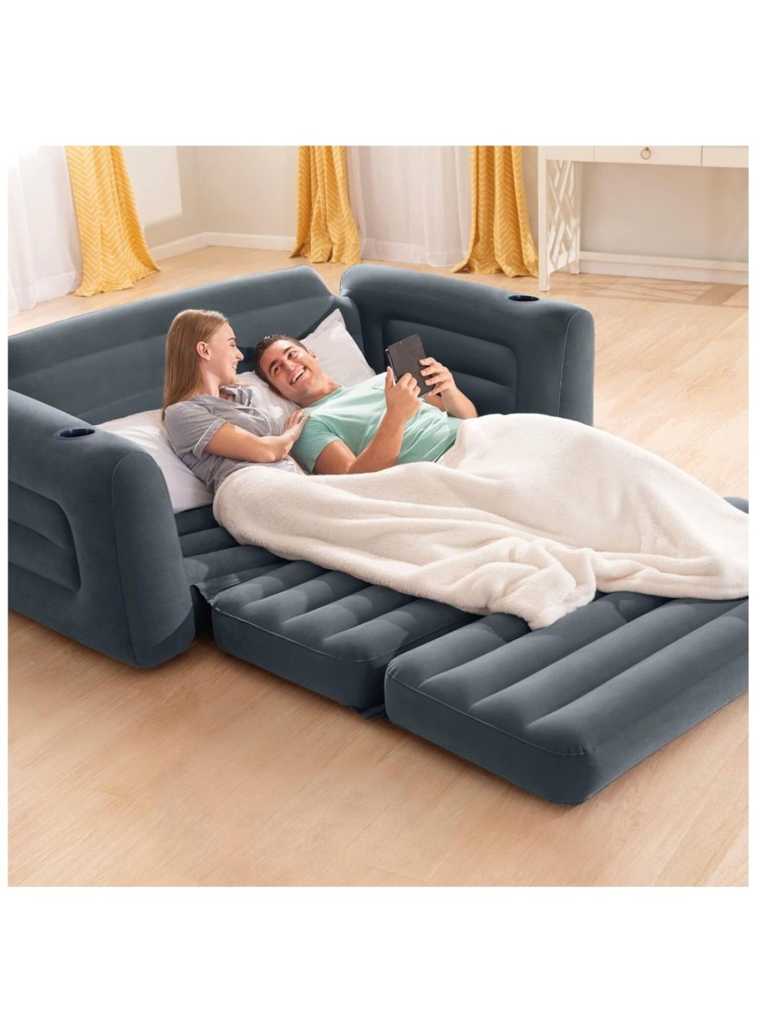 Yeasha,Inflatable Pull Out Sofa Chair Sleeper That Works As A Air Bed Mattress Twin.