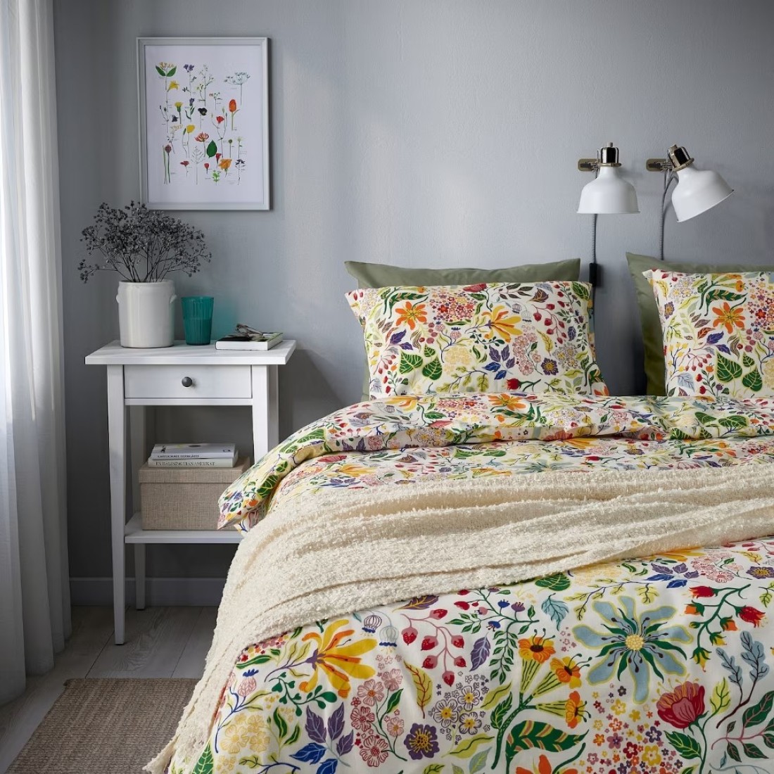 Duvet Cover And 2 Pillowcases Multicolour/Floral Pattern 240X220/50X80cm