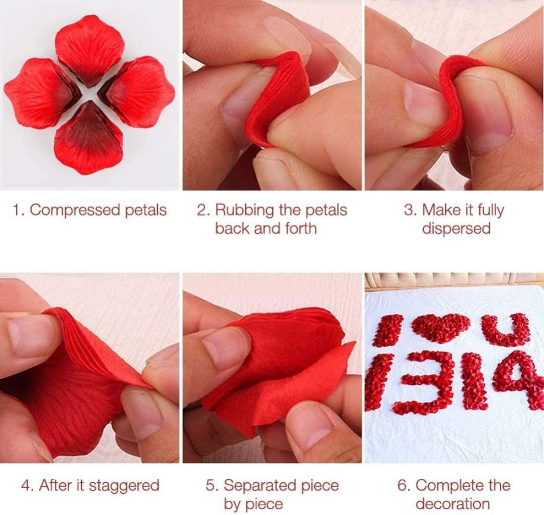 Party Time 1000pcs Artificial Rose Petals Red Rose Petals for Romantic Decorations Special Night, Wedding, Anniversary Valentines Day Decorations