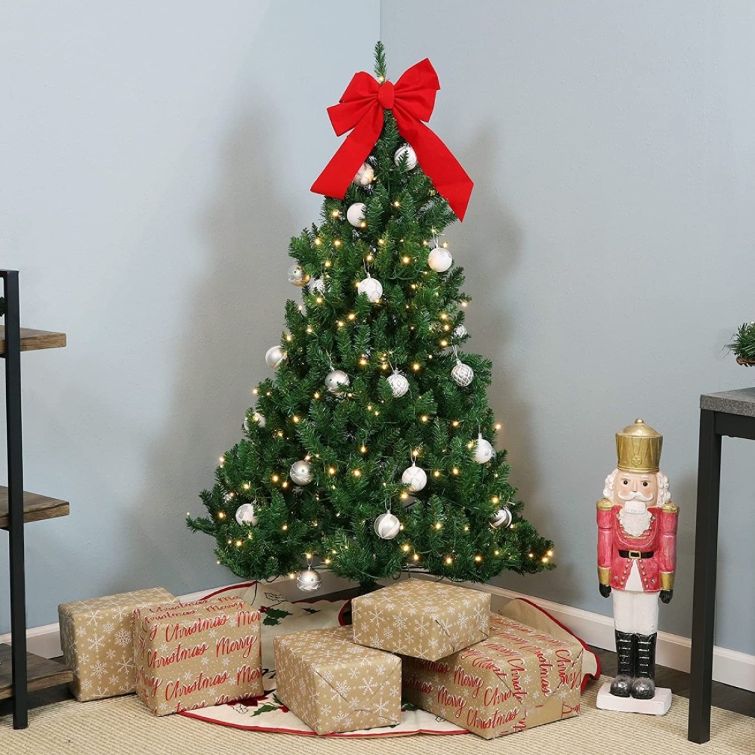 Lavish 180 Cm Artificial Christmas Tree Xmas Pine Tree With Solid Metal Legs Perfect For Indoor And Outdoor Holiday Decoration, Green