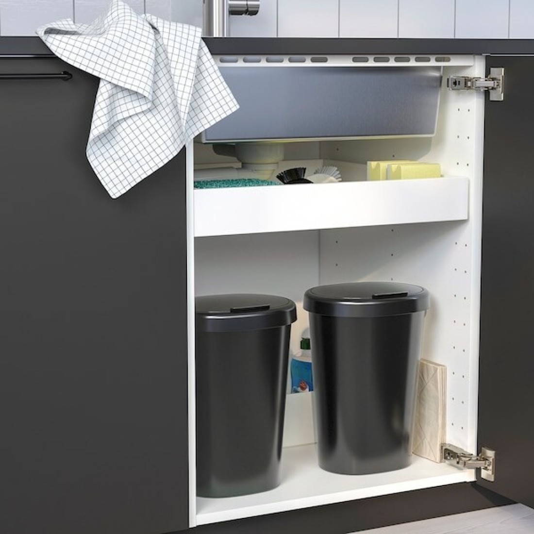 Bin With Lid Black Thanks To The Small Openings 8L