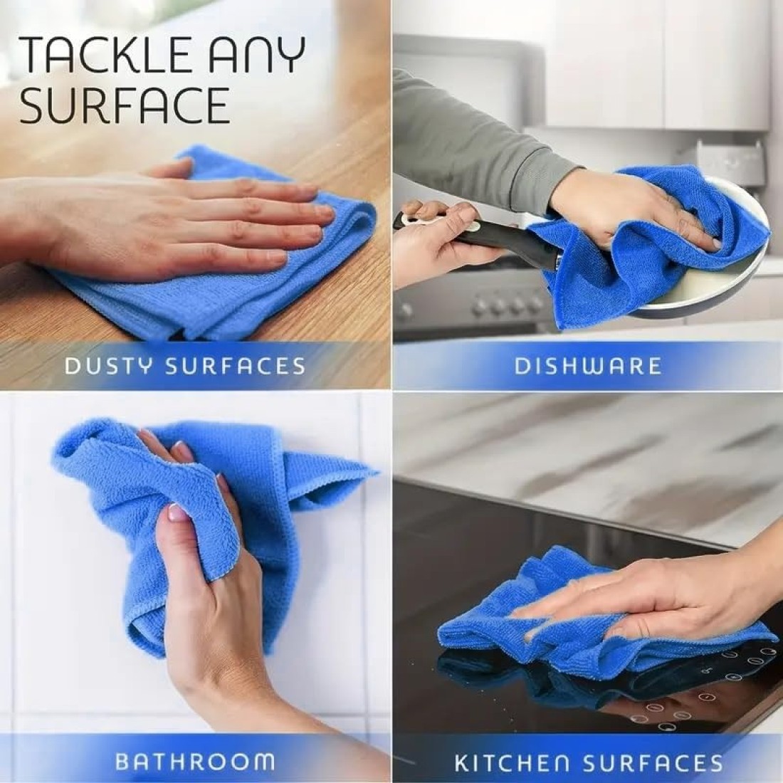 Fabienne 12-PC Microfiber Cleaning Towel Set 30x30cm Wash clothes Durable &amp; Washable 330 GSM Cleaning Cloths for Kitchen, Bathroom Cleaning All Purpose Microfiber Towel Multicolour
