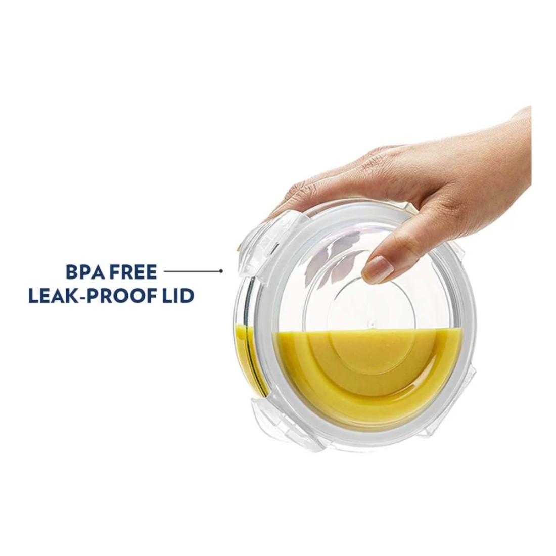 Borosil Glass Klip Round Shaped Food Storage Container 400ml