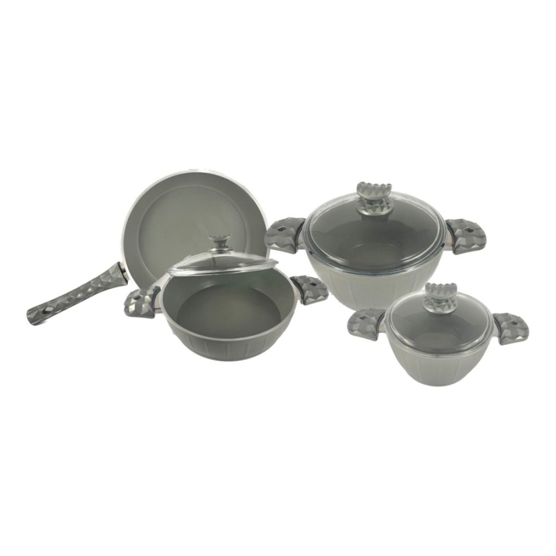Avci Home Maker Farah Ceramic Coating Cookware Set Grey 7 PCS