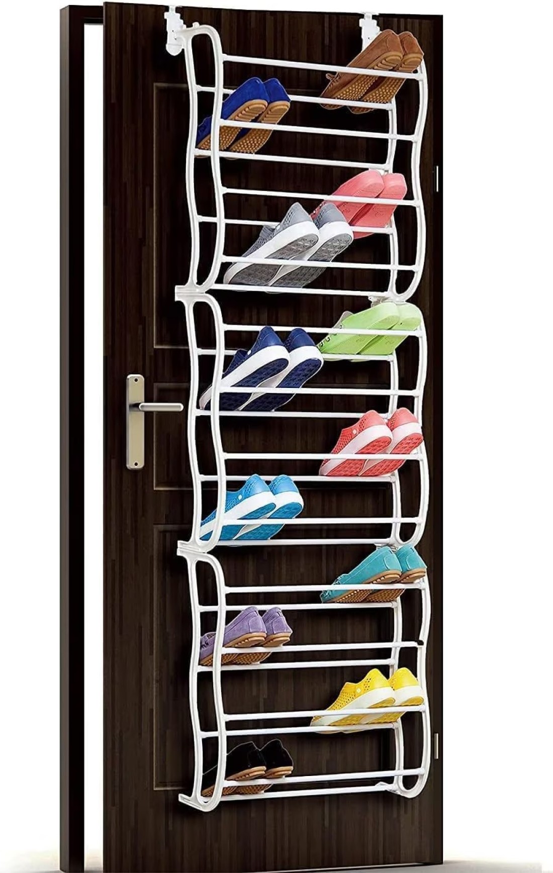 Generic 36 Pair Over the Door Hanging Hook 12 Tier Shoe Rack Adjustable Shelf Organiser Holder Storage Stand Space Saving Multi-layer Easy Installation For Living room Shoe Rack