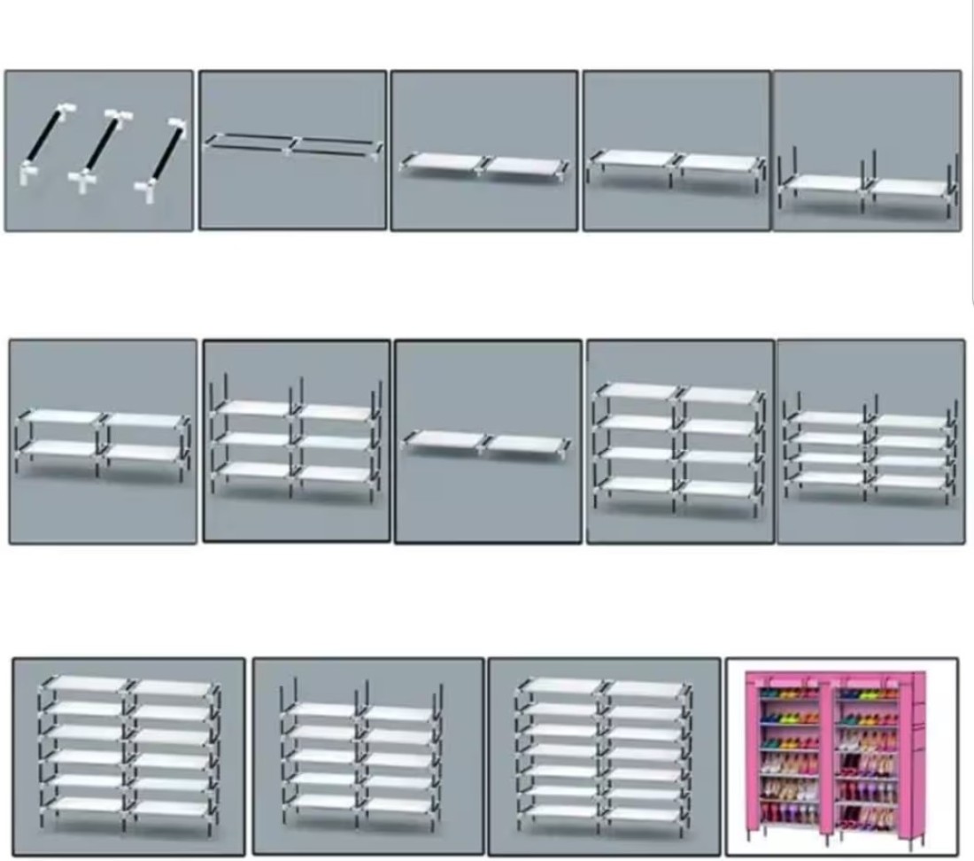 12 Tier Shoe Rack, Shoe Storage Hold up to 36 Pairs Shoes With No-woven Fabric Cover,Multi-layer Shoe Storage Cabinet 116cm X 30cm X 105cm
