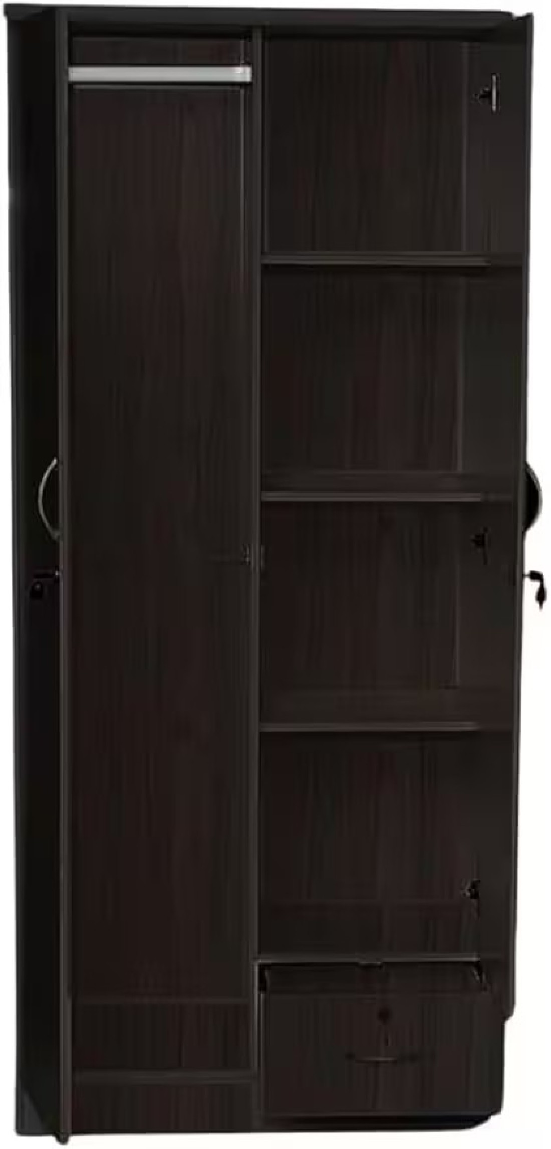Galaxy Design 2 Door Wooden Wardrobe Cabinet Cupboard With Mirror and Drawer Lock Keys Size 190x51x53 Cm (Without Assembly, White)