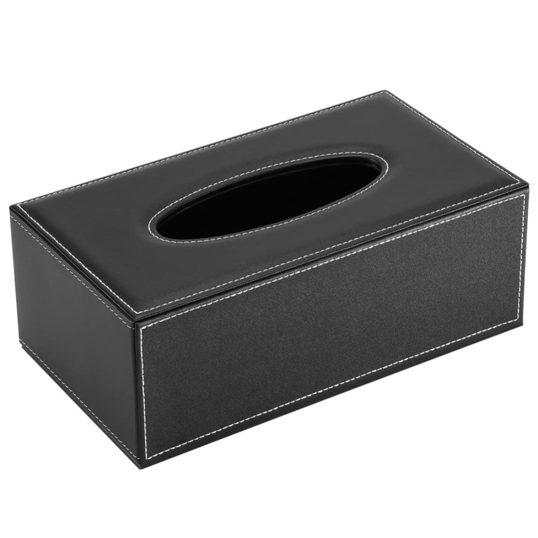 KINGFOM Rectangular PU Leather Tissue Box Cover Facial Tissue Paper Napkin Holder for Bathroom Home Office Car Automotive Decoration with Magnetic BottomBlack