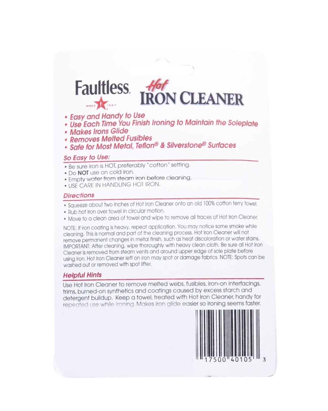 Faultless 2 Pack Hot Iron Cleaner