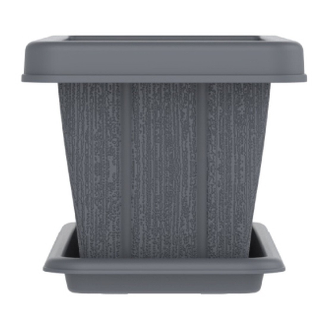 Cosmoplast Cedargrain Rectangular Planter With Tray Grey 18inch