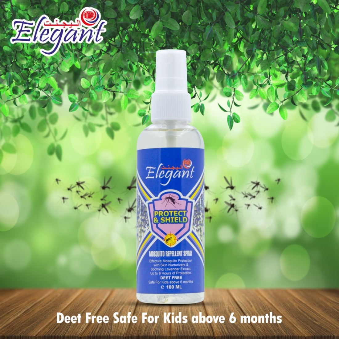 Elegant Mosquito &amp; Tick Repellant Spray &ndash; 100ML &ndash; Pack of 2 &ndash; Soothing LAVENDER &ndash; Deet FREE &ndash; Tick, Insect &amp; Mosquito Repellant, 8H Protection, Protect &amp; Shield Spray DEET-FREE Spray SAFE for Kids*