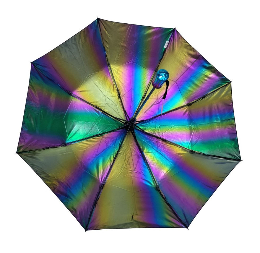 3 Fold Automatic Open Umbrella Black Inside PU Rainbow