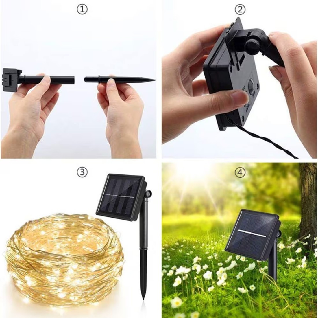 Solar String Lights 12M 100LED 8 Modes Solar Powered Lights for Home,Gardens, Patios,weddings and Parties (Warm White)