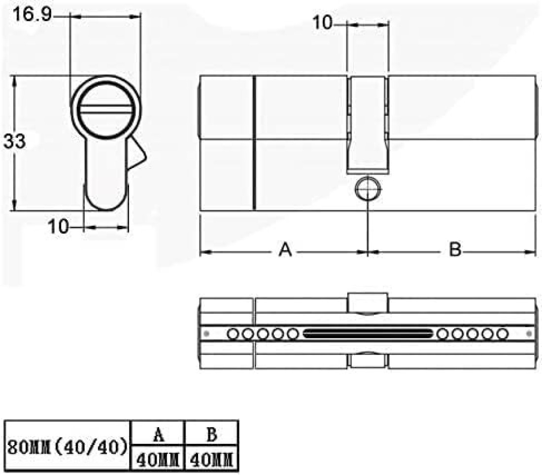 ABBASALI Door Lock Cylinder 70mm (35-35) with 5 Computer Keys (PACK OF 2PCS)