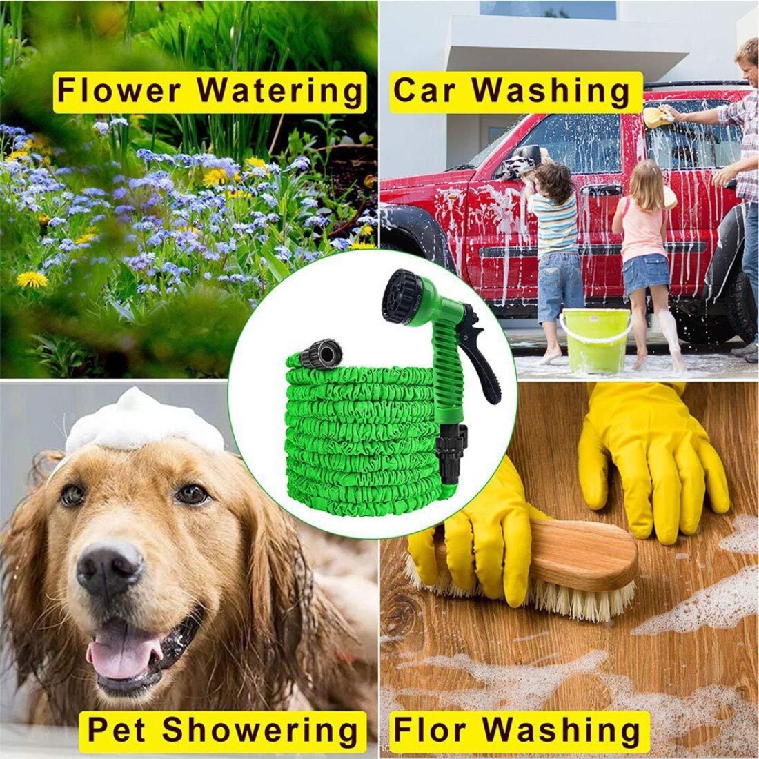 Generic-75FT/23M Garden Hose Upgrade Expandable Magic Flexible Water Hose Plastic Hoses Pipe With Expandable Hose 7 Function Spray Nozzle Leak Proof To Watering 3/4