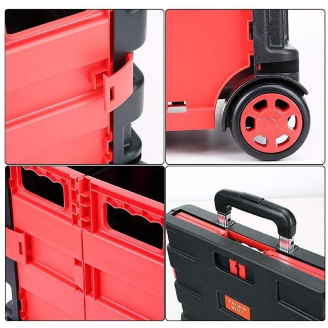 Generic 25kg Foldable Shopping Trolley Storage Boot Cart Box Black/Red