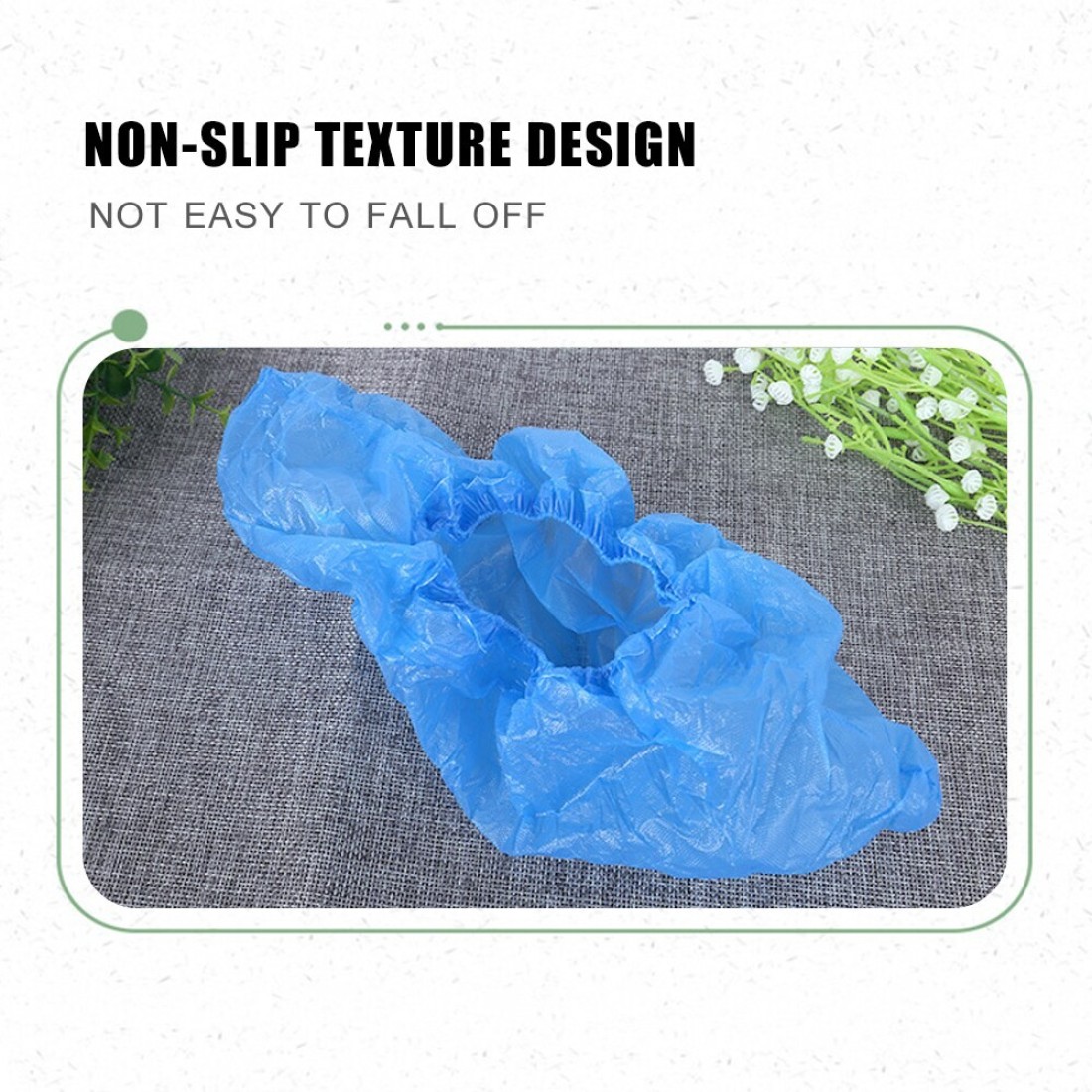 KKmoon-50 Pairs Disposable PE Shoes Covers Waterproof Dustproof Anti-slip Boot Shoe Covers with Elastic Band for Workplace Indoor Carpet Floor Protection Outdoor Activities Blue 100PCS/Pack