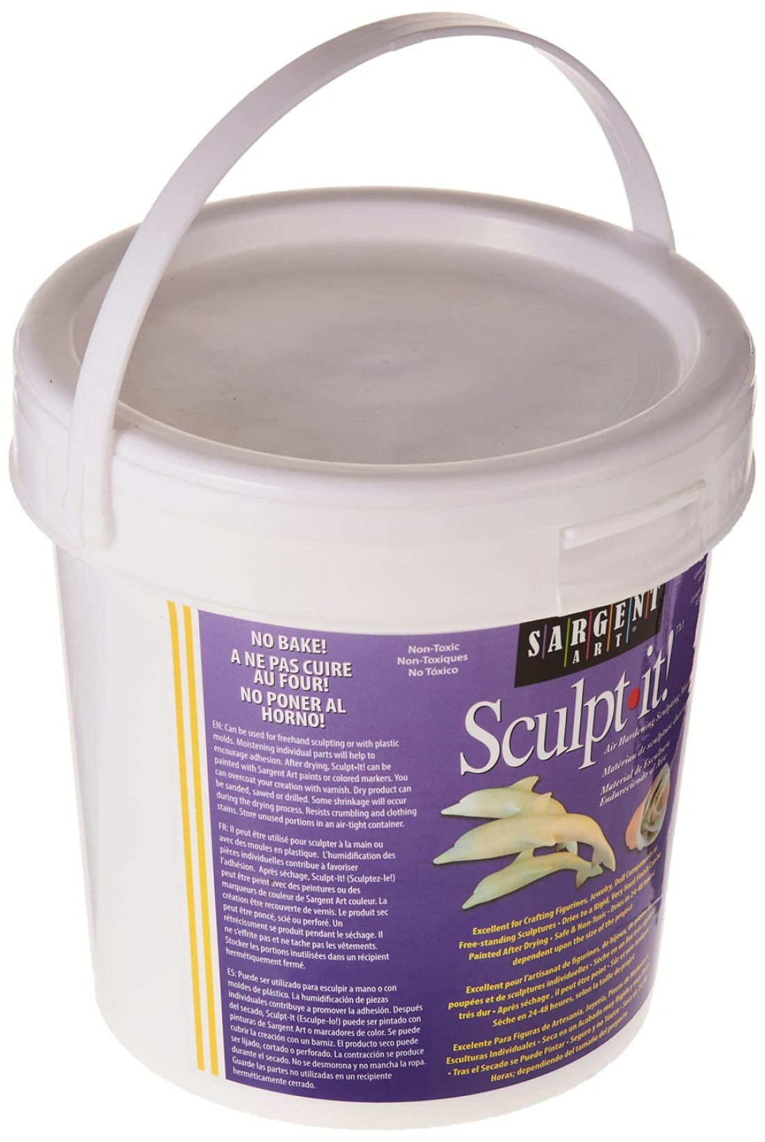 Sargent Art 2Pound White SculptIt Resealable Tub NonToxic Little or No Shrinkage Air Dry Easy Storage