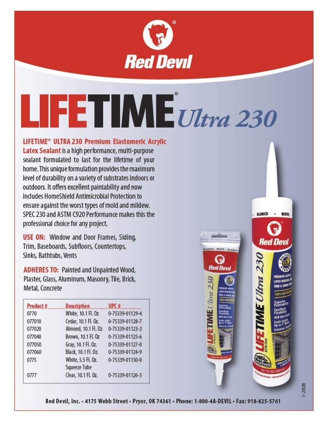 Red Devil 0770 Lifetime Ultra 230 Premium Elastomeric Acrylic Latex Sealant 101 oz White
