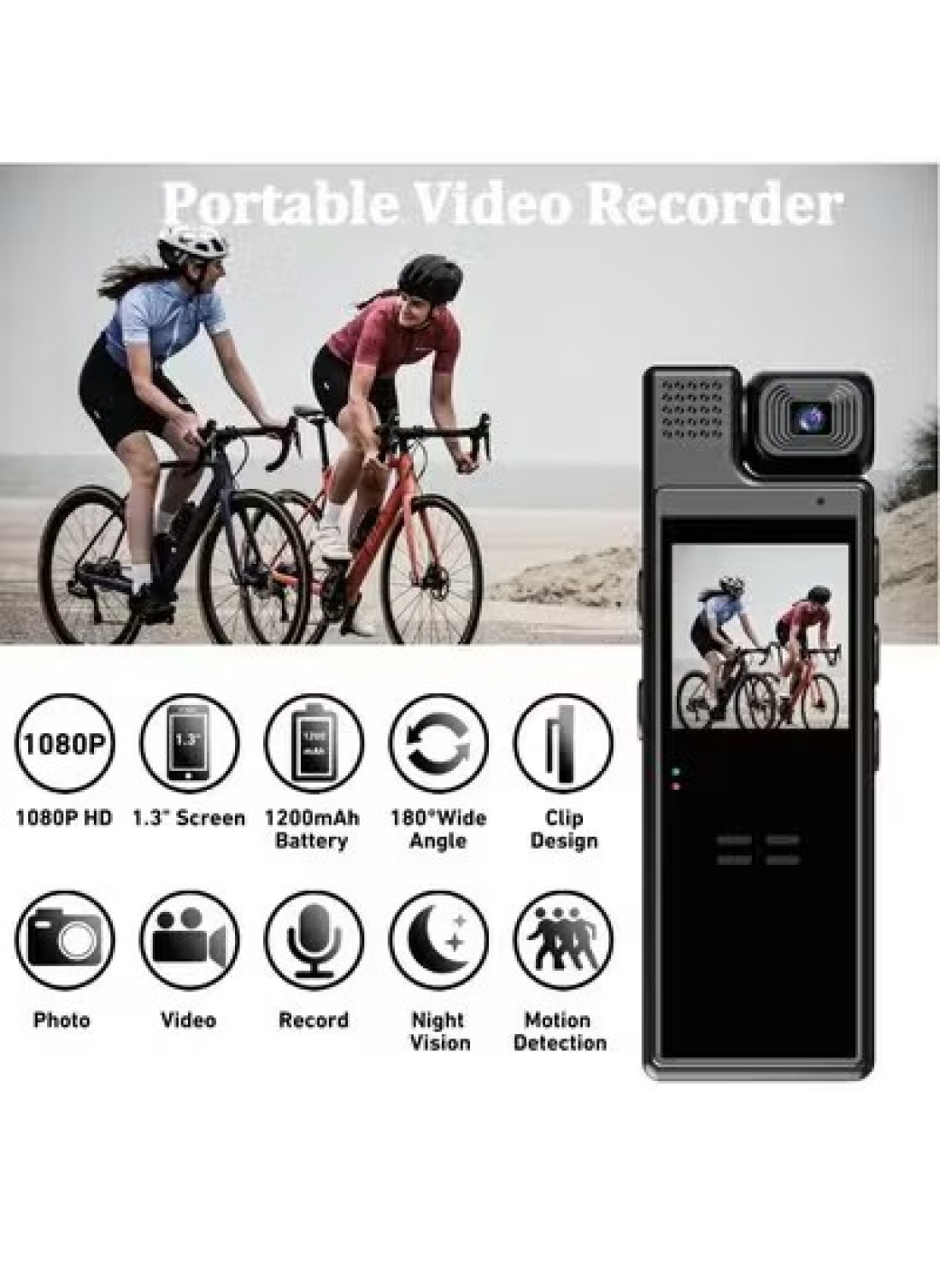 Mini Body Camera 1080P Portable Small Body Worn Cam Wearable Pocket Video Recorder With 180&deg; Rotatable Lens 1.3&quot; LCD Night Vision For Security Guard Law Enforcement