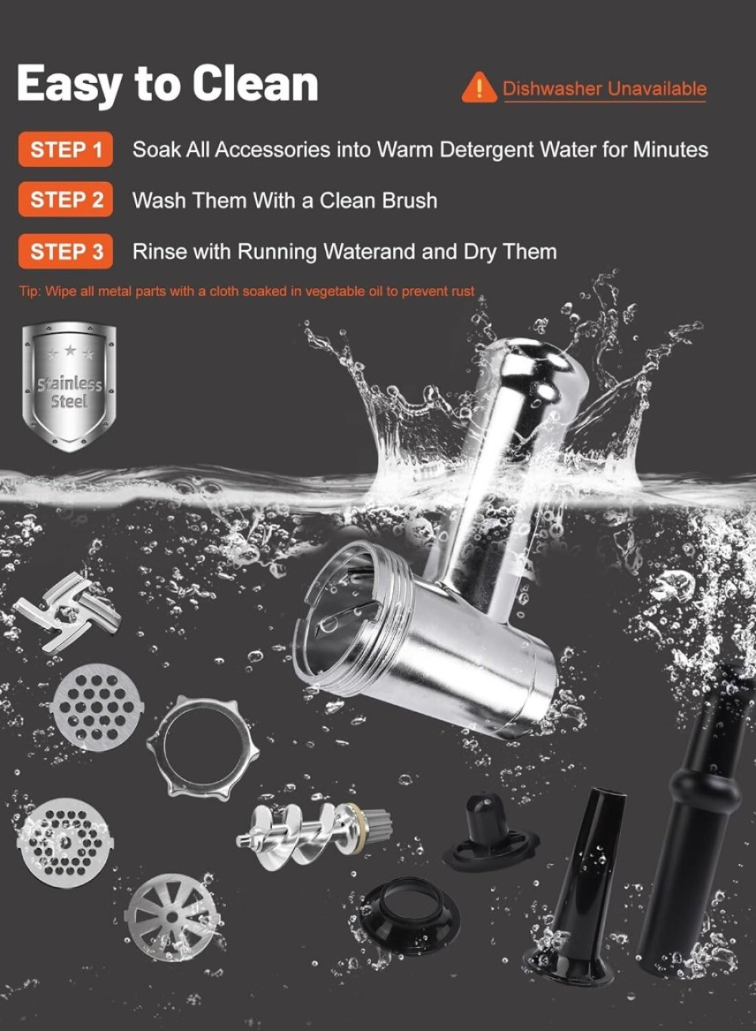 Electric Meat Grinder, Sausage Stuffer Maker, Heavy Duty Meat Mincer with Stainless Steel Cutting Blade, 3 Grinding Plates, 1 Sausage Maker &amp; Kubbe Kit for Home Kitchen Use