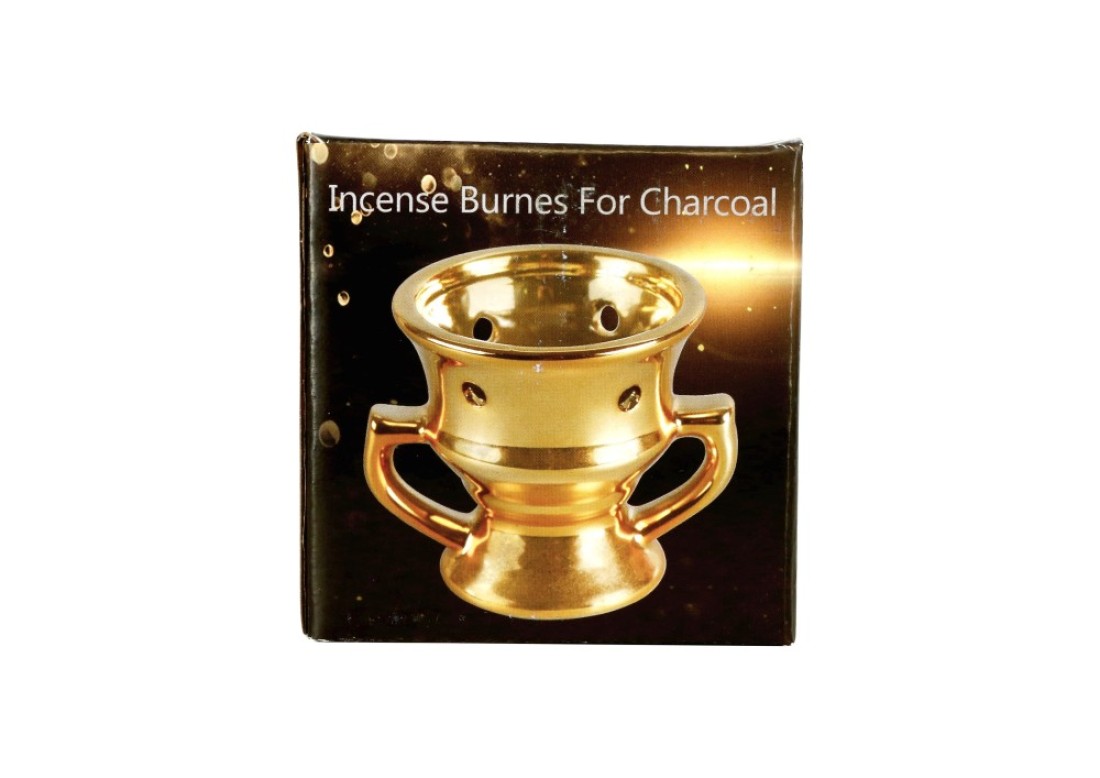 Rahalife Unique Ceramic Incense Burner Bakhoor Burner For Oud, Incense Holder Home Decor, Golden, 1 PC