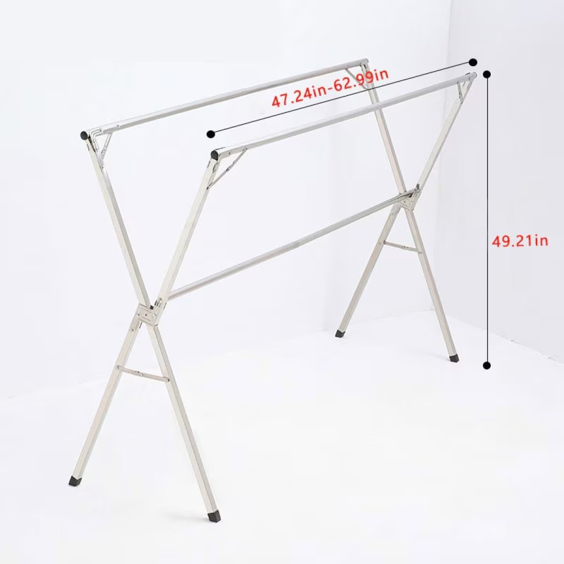 Free Installed Clothes Drying Rack Stainless Steel Foldable Rack Hanger Space Saving Retractable 47.24-62.99 inch Clothes Rack Adjustable Clothes Hanger Rolling Rack