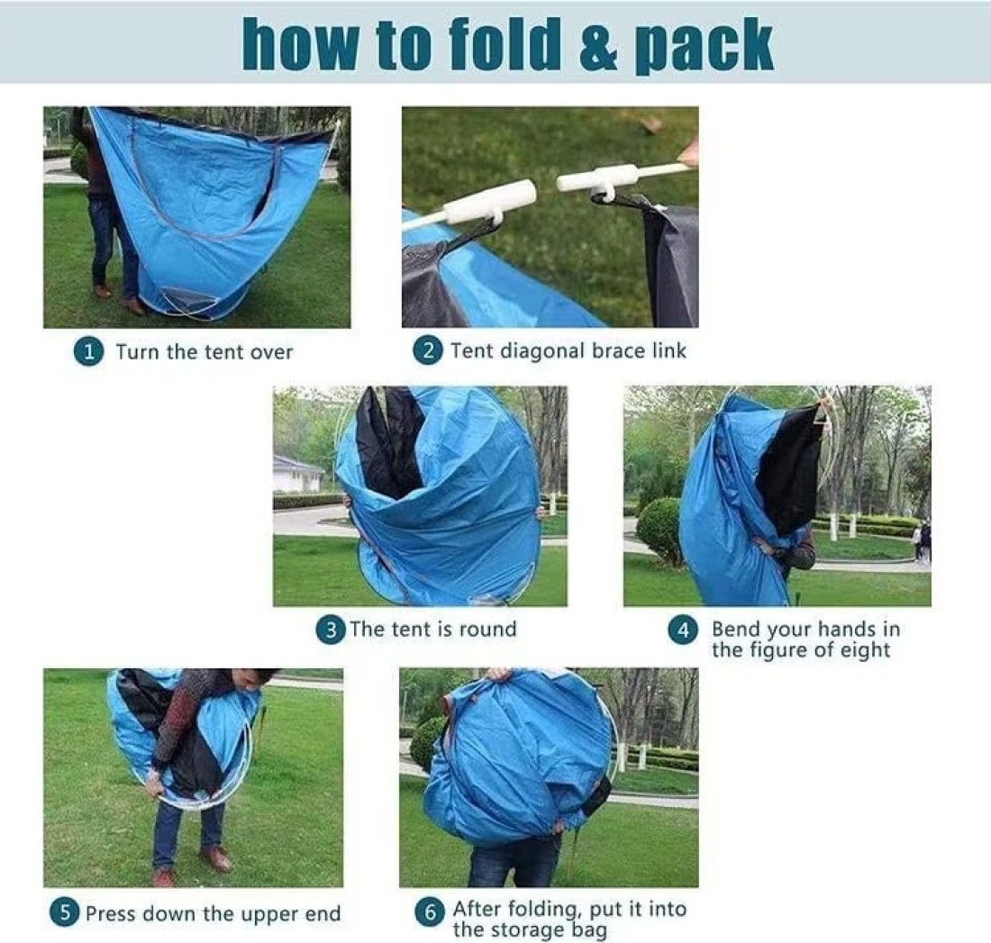 Waterproof Camping Pop-up Tent for 2-4 Person - Dome Family Tent for Outdoor Sports, Travel, Beach, Picnic
