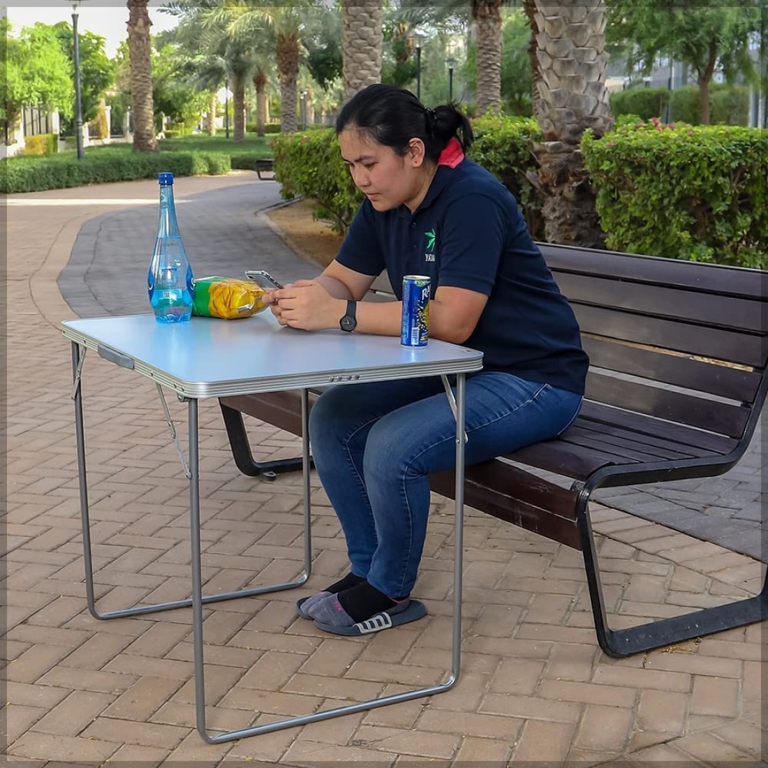 YATAI Portable Camping Table &ndash; Garden Parties Set - Easily Movable For BBQ Party &ndash; White Foldable Table Perfect Portable Design &ndash; Garden Furniture &ndash; Outdoor Camping Table