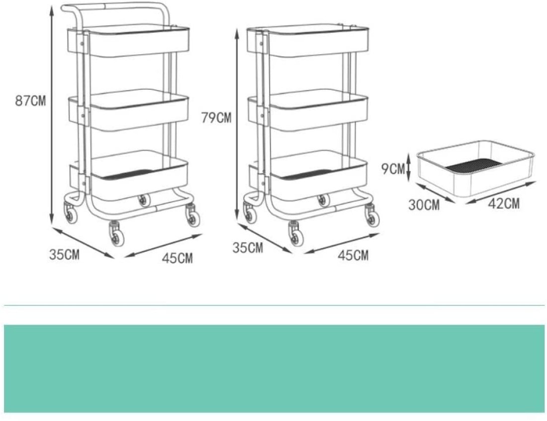 Rubik 3-Tier Rolling Storage Cart Moveable Trolley With Utility Handle And Wheels For Kitchen Bathroom, Black