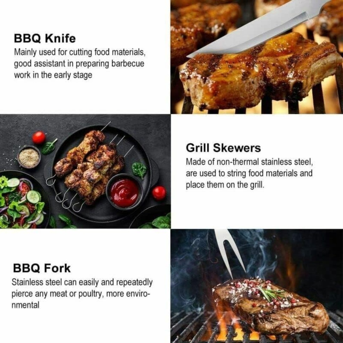 9 Pcs BBQ Grill Tool Set Stainless Steel Barbecue Accessories Kits with Carry Bag