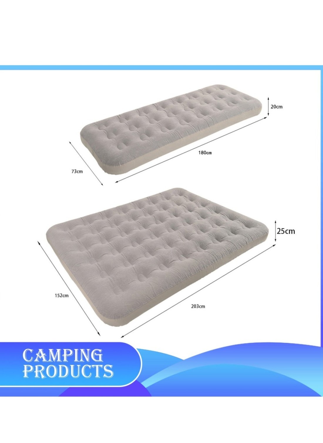 Manful Inflatable Mattress With Pump Portable Outdoor Air Mattress Foldable Single Thickened Flocking Mattress For Outdoor And Home