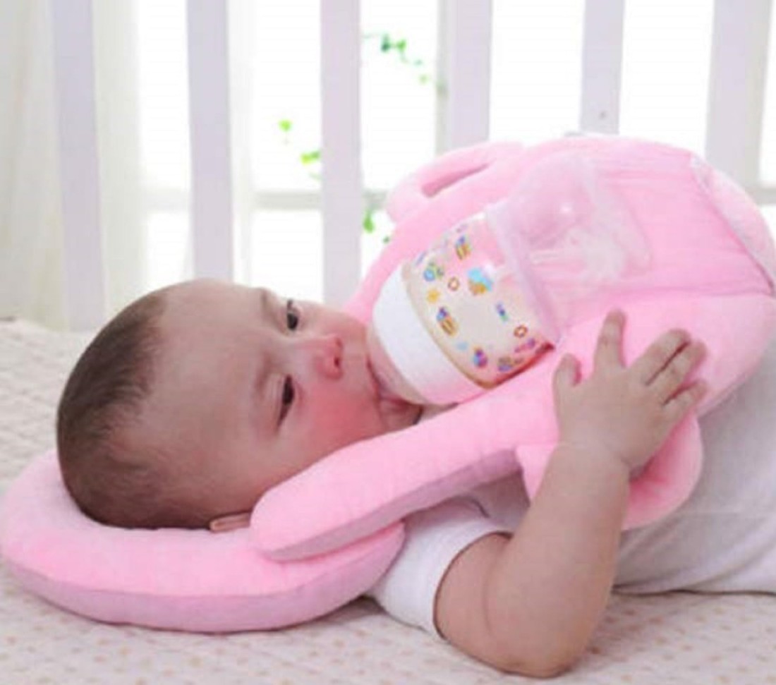 Comfortable Baby Feeding Pillow with Bottle Holder Pocket - Ergonomic Nursing Cushion for Breastfeeding and Bottle-Feeding, Hypoallergenic Infant Support Pillow&quot; Pink