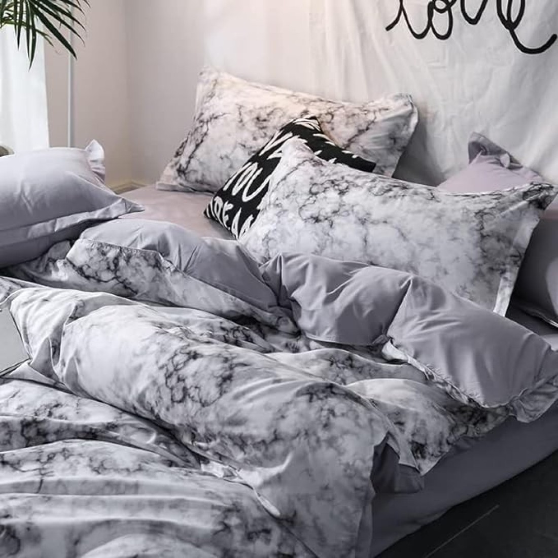 GOLDEN HOME 6-Piece King Size Duvet Cover Set, 1 Duvet Cover + 1 Fitted Sheet + 4 Pillow Cases, Microfibre, Muesli