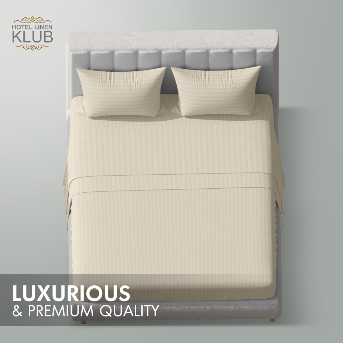 Klub Linen 3PC Striped Fitted Sheet Set, Ultra Soft Microfiber Bedding Set - 1 Fitted Sheet Single (90x190cm) with Deep Pocket and 2 Pillowcases (50 x 75 cm), Beige