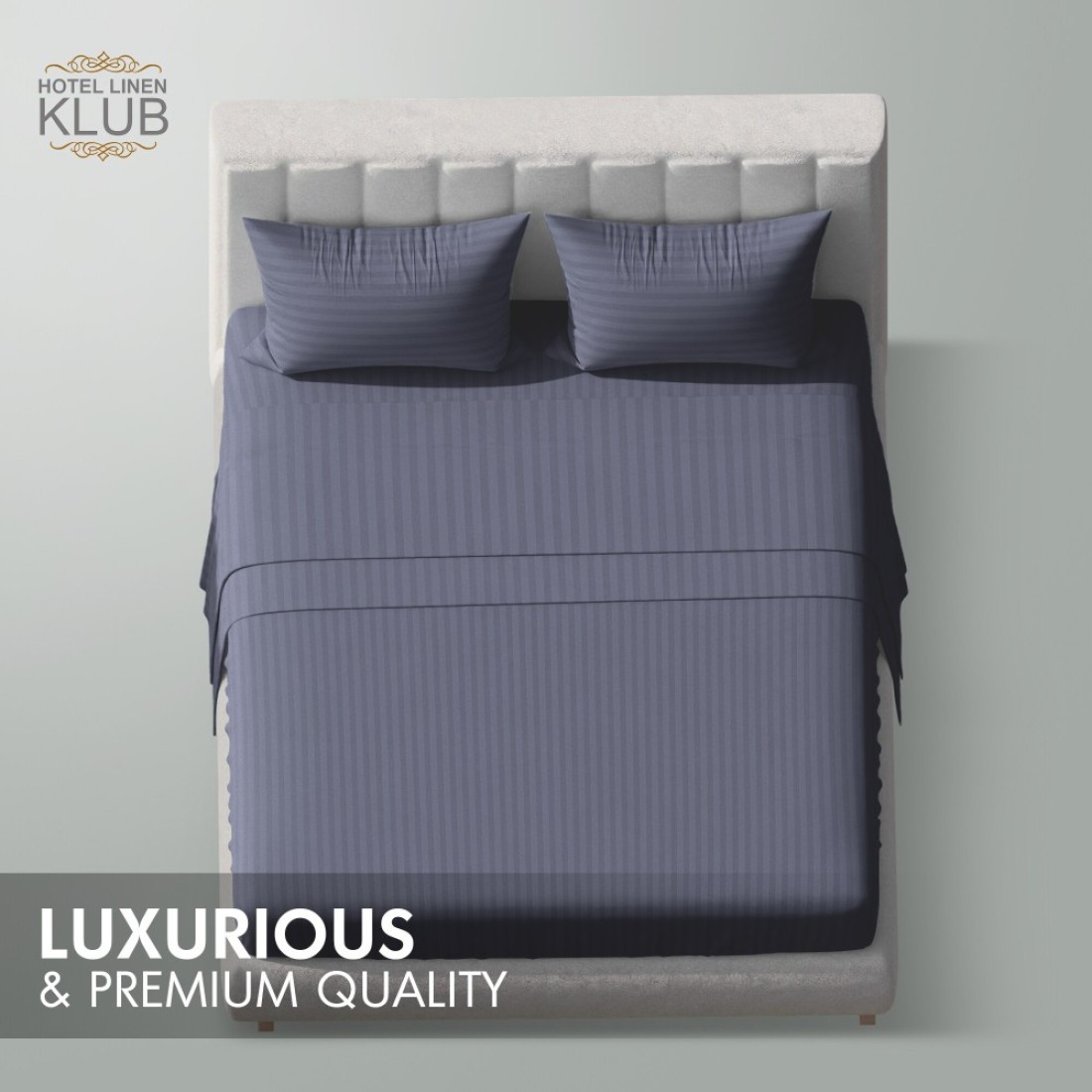 Klub Linen 3PC Striped Fitted Sheet Set, Ultra Soft Microfiber Bedding Set - 1 Fitted Sheet Queen (150x200cm) with Deep Pocket and 2 Pillowcases (50 x 75 cm), Dark Grey