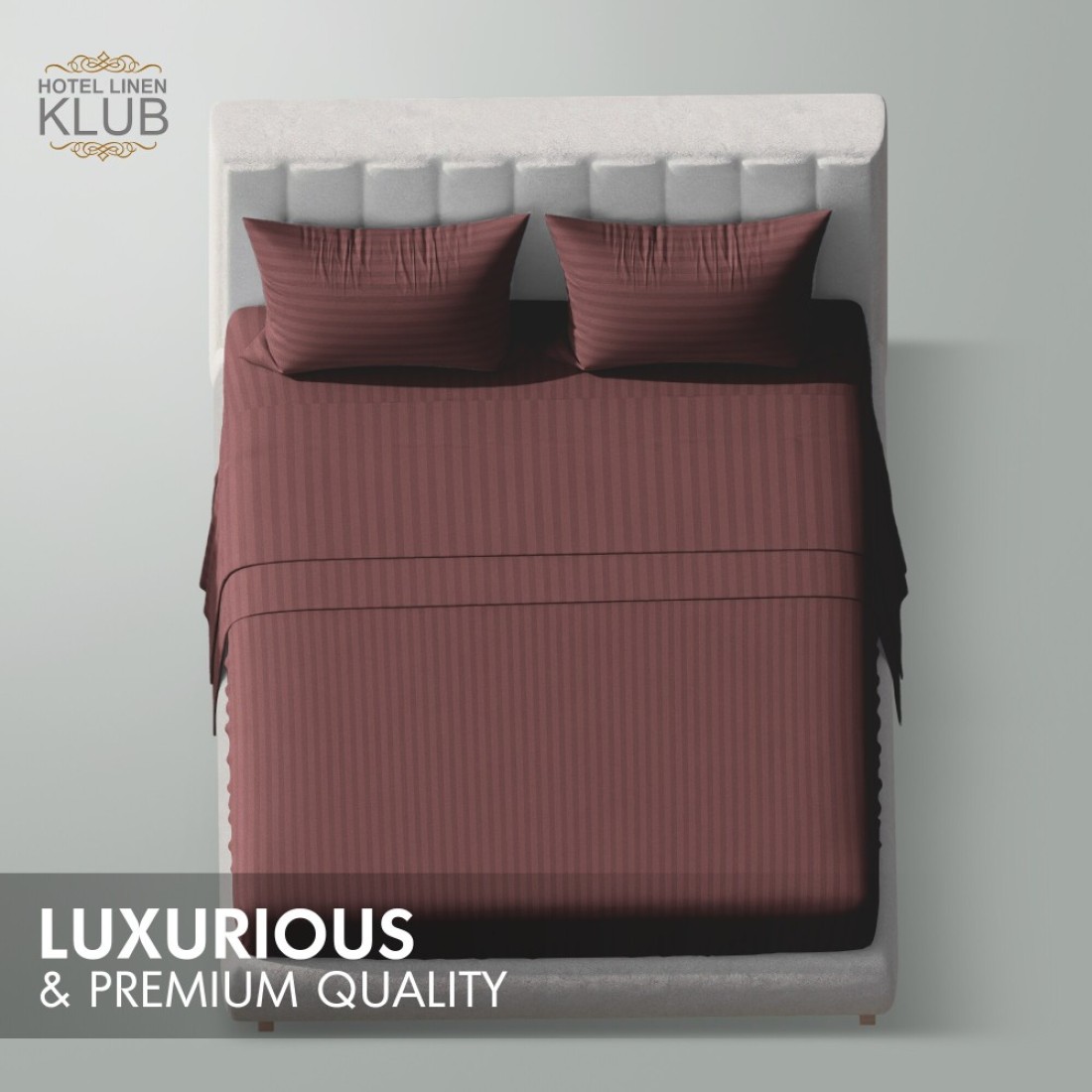 Klub Linen 3PC Striped Fitted Sheet Set, Ultra Soft Microfiber Bedding Set - 1 Fitted Sheet King (180x200cm) with Deep Pocket and 2 Pillowcases (50 x 75 cm), Chocolate