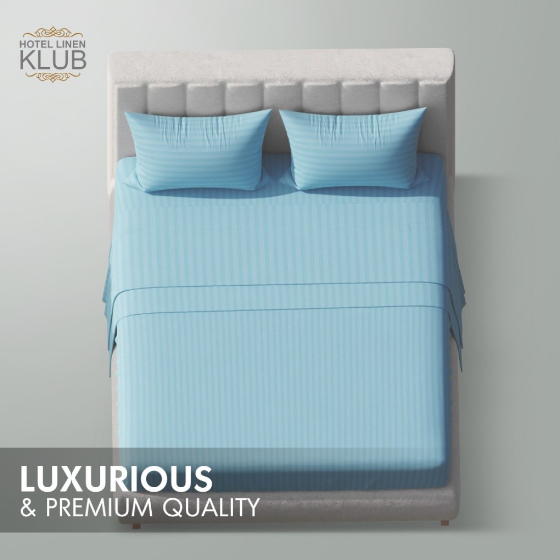 Klub Linen 3PC Striped Fitted Sheet Set, Ultra Soft Microfiber Bedding Set - 1 Fitted Sheet Single (90x190cm) with Deep Pocket and 2 Pillowcases (50 x 75 cm), Aqua