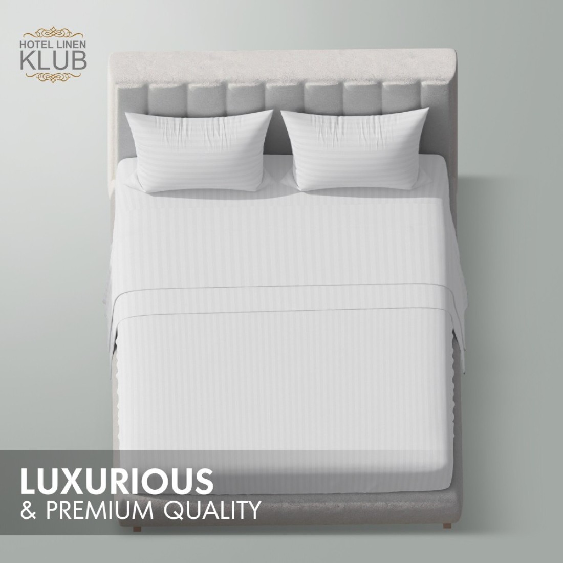 Klub Linen 3PC Striped Fitted Sheet Set, Ultra Soft Microfiber Bedding Set - 1 Fitted Sheet Single (90x190cm) with Deep Pocket and 2 Pillowcases (50 x 75 cm), White