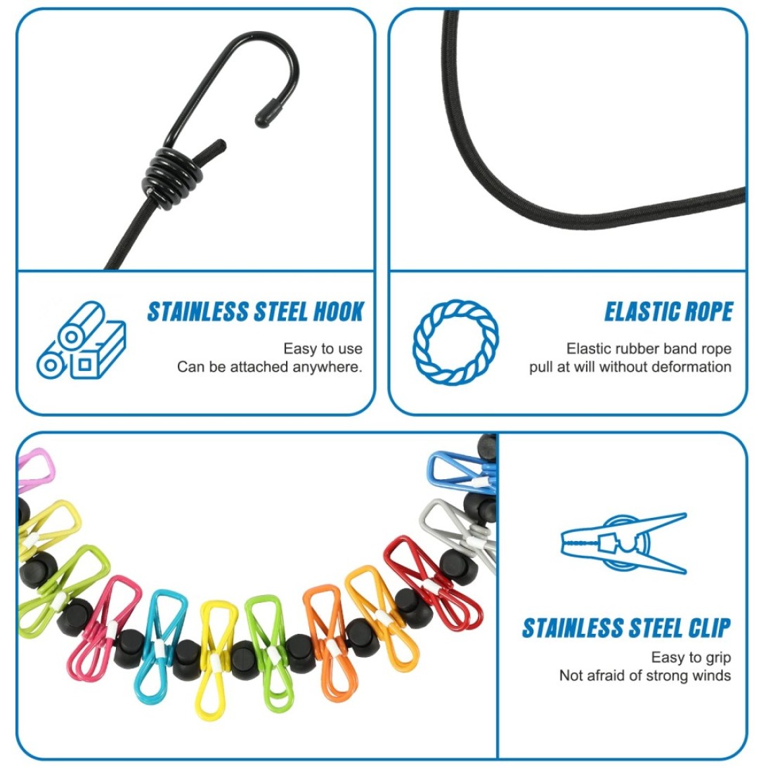 Retractable Portable Clothesline for TravelClothing line with 12 Clothes Clips for Indoor Laundry Drying lineOutdoor Camping Accessories
