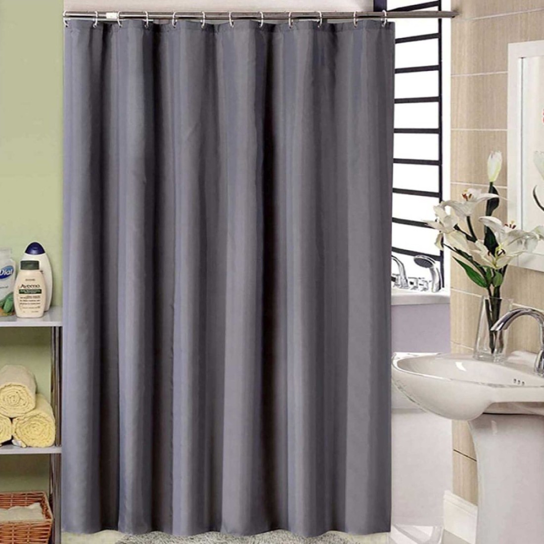 Home Pro Polyester Shower Curtain Grey 180x180cm