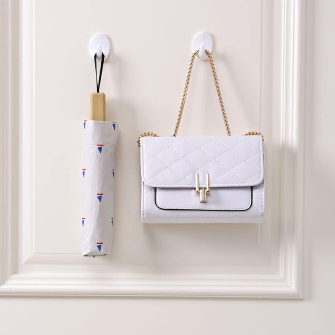 Marrkhor 3-Piece Self Adhesive Hooks White, Plastic Wall Hooks Self Adhesive White Hooks Wall Hanging Hooks Stick on Oval Hooks Seamless Hooks Towel Hooks Heavy Duty Sticky Hooks