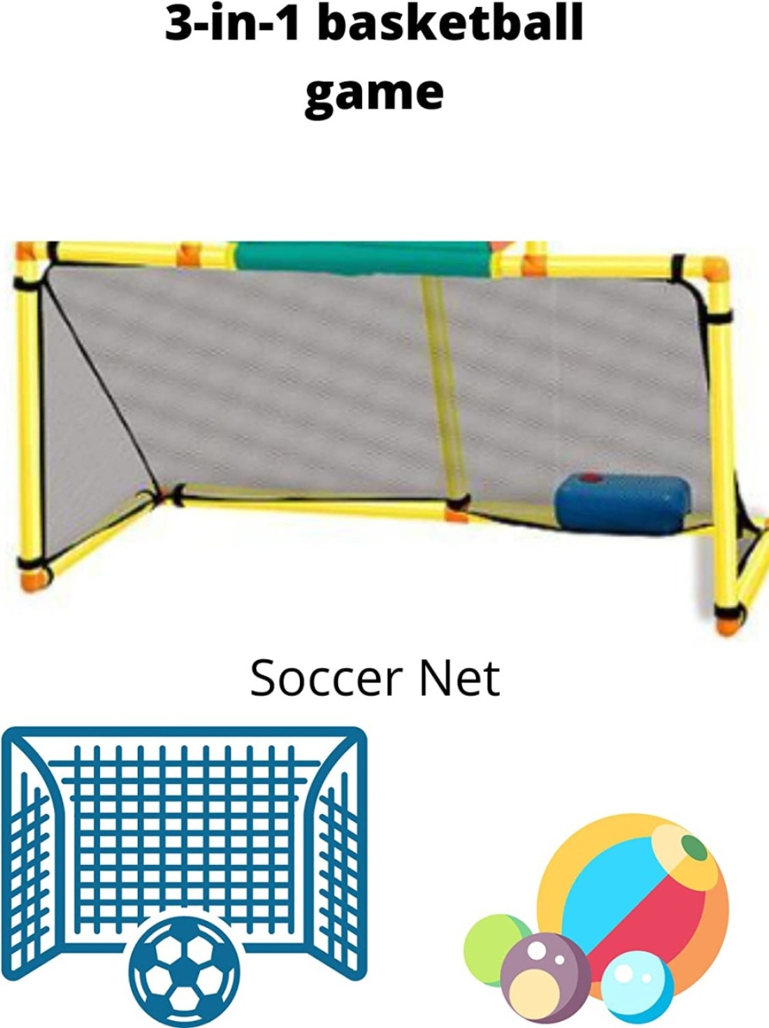 ULTIMAX 3-in-1 Basketball Game Indoor Outdoor Soccer and king shoot Sport Games Children Training Practice Toy Set
