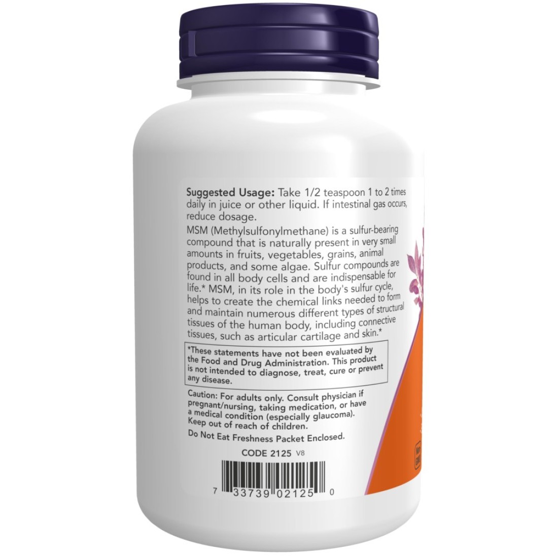 NOW Supplements MSM Methylsulfonylmethane Powder Supports Healthy Cartilage Joint Health 8Ounce
