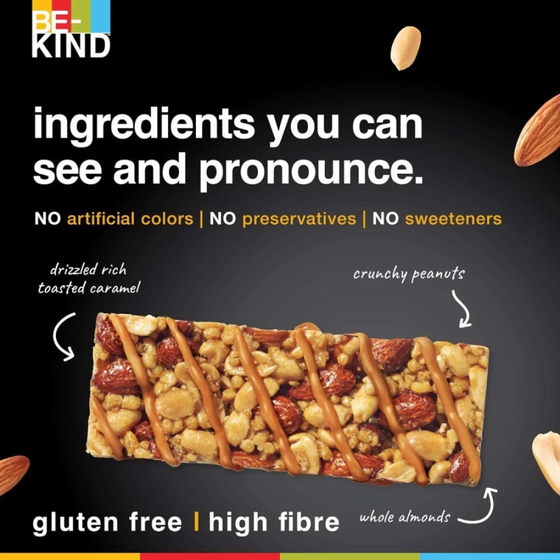 Be-Kind Caramel Nut Protein Bar, 50g Pack of 12
