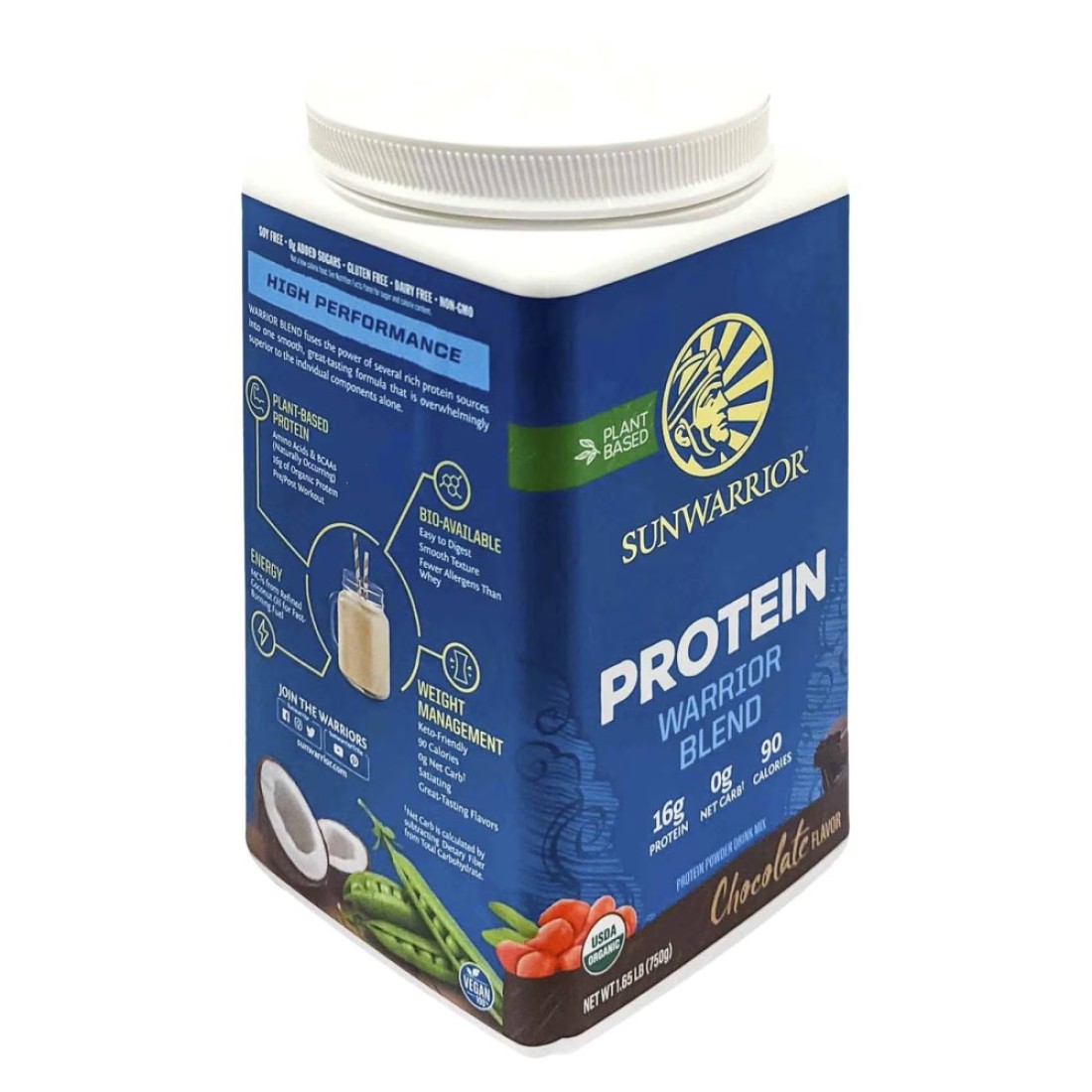Sunwarrior Organic Protein Warrior Blend Chocolate Flavour Dietary Supplement 750g