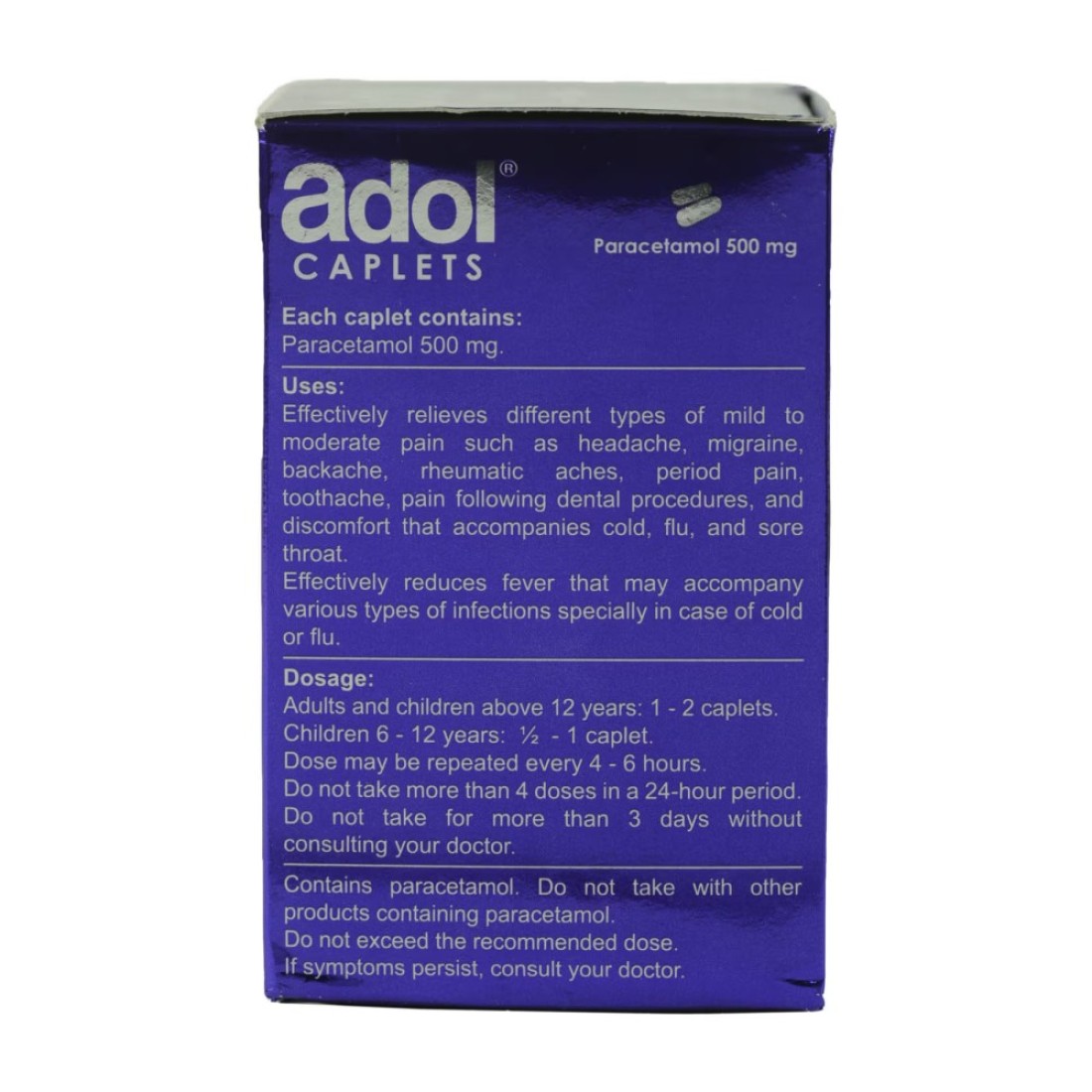 Adol Paracetamol 500mg 96 Capsules
