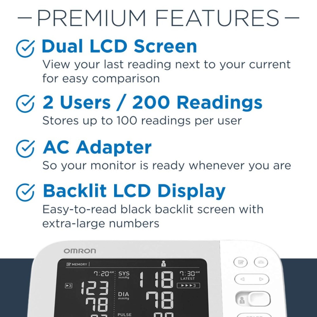 OMRON Platinum Blood Pressure Monitor Upper Arm Cuff Digital Bluetooth Blood Pressure Machine Stores Up To 200 Readings for Two Users 100 readings each