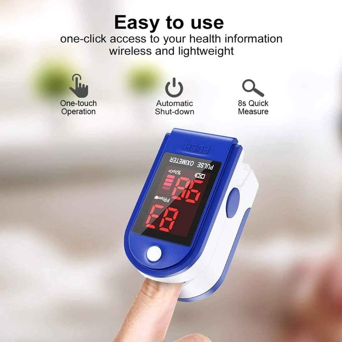 Generic-Fingertip Pulse Oximeter Blood Oxygen Saturation Monitor LED Digital Display 8s Quick Measure SpO2 Monitor Mini Pulse Oximeter
