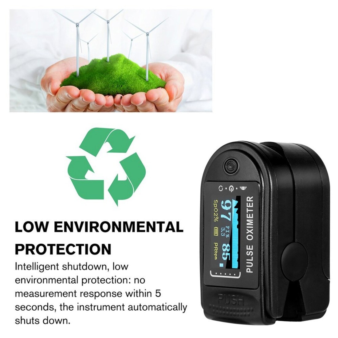 Generic-Fingertip Pulse Oximeter Blood Oxygen Saturation Monitor OLED Display 8s Quick Measure SpO2 Monitor Mini Pulse Oximeter